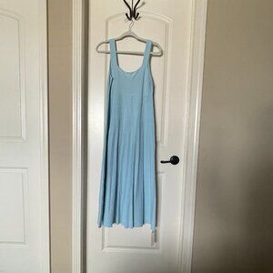 NWT Commense Light Blue Square-Neck Ribbed Knit Dress Large